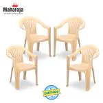 MAHARAJA Chetak for Home,Office | Comfortable | ArmRest | Bearing Capacity upto 200Kg Plastic Outdoor Chair  (Beige, Set of 4, Pre-assembled)