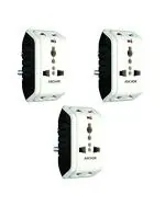Anchor by Panasonic 6A 3 Pin Multiplug Adaptor (White & Black, Pack of 3)