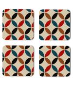 Whats Your Kick Pattern Design Colorful Circle Design Printed Set of 4 Coaster With Metal Stand