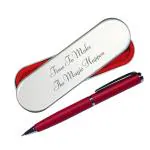 Giftana Red Pen with Message Box | Metallic Twister Ball Pen and Silver Finish | Blue Ink | Premium Metal Pens for Office | Stylish Gift for Men & Women | Corporate Gifts | Father Birthday Gifts