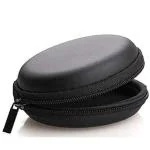 ROYALZY Earphone case Earphone Pouch | Headphone Pouch |Eearphone Cover, Carrying Case for Earphones, Headset, Pen Drives, SD Cards (Black)