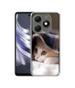 Casotec Sleepy Kitten Design Printed Silicon Soft TPU Back Case Cover for Tecno Spark 20 4G