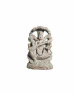 ZYANA Natural Pink Soap Stone Maa Saraswati Statue Odisha Carving Synthetic Pink Showpiece 4.5 inch (27 x 15 x 6 cm)
