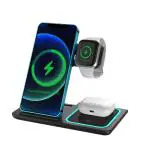 JellyBean- JB 455, 3 in 1 Wireless Fast Charger Stand(Qi Cert) for iPhone 14/13/12/11/Pro/Max/XS/XR/X/8/Plus Series, for Apple Watch 7/6/5/4/3/2/SE, for AirPods 3/2/Pro (Black)