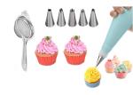 Stainless Steel Tea Strainer With Cake Decorating 6 Pcs Nozzle and, Multicolour (Pack of 2)