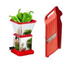 First Front Stainless Steel Chilly Cutter Cutter With Stainless Steel Johny Slicer Multipurpose Potato/Onion Slicer and Vegetable Slicer and (Multicolour, Pack of 2)