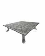 Zoltamulata German Silver Chowki Bajot Table for Pooja (25 x 25 cm), 600 g