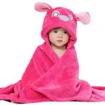 BRANDONN Baby Hot Pink Newborn Hooded Wrapper Baby Blanket 0-6 M (82 cm x 80 cm)