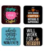 Whats Your Kick Coffee Lover Enjoy Your Coffee Quotes Printed Set of 4 Coaster With Metal Stand