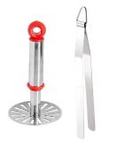URBAN BUY Stainless Steel Pav Bhaji Masher With Stainless Steel Roti Chimta Tongs and Multicolour, Pack of 2