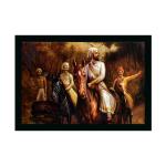 Dharvika Innovations Design 3 Synthetic Shivaji Maharaj Painting Sparkle Coated Home Decorative With Frame, 14 X 20 Inch