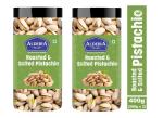 Aldeira Natural Californian Roasted & Salted Pistachios (200g x 2) Jar | Premium Pista Nuts in Fresh Pack