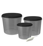 YASHODEEP PLASTIC kitchen Grocery Storage Container Set Of 3 (7 L /10 L /14 L) Black