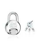 Link Silver Stainless Steel 65mm Round Lock with 3 Keys and Hi Tech Nickel