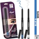 PERPAA Intense Kohl Kajal Pencil Kit Of 2 Different Shades- Blue, White Vegan & Organic,0.35gm Each