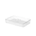 INKULTURE Stackable Refrigerator Organizer For Vegetable And Fruit Fridge Storage Container With Lid|Capacity 3 5L|Pack of 1 (Acrylic) Rectangular,