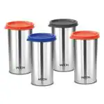 MILTON Stainless Steel Tumbler with Lid Set of 4, 415 ml Each, Assorted (Lid Color May Vary) | Office | Gym | Yoga | Home | Kitchen | Hiking | Treking | Travel Tumbler