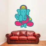 Lanstick Vinyl Multicolor Lord Vinayagar Self Adhesive Wall Sticker 30 inch