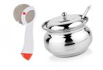 FIRST FRONT Stainless Steel Apex Pizza Cutter With Stainless Steel Ghee Pot |Jar With Spoon and (Multicolour, Pack of 2)