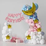 SPECIALYOU.IN Pastel theme Happy Birthday Decoration Items kit for kids with Pastel Balloon set, Happy Birthday Foil Banner, Star & moon foil balloon , pastel colorful kit Pack of 68 items