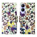 A D Enterprises Purple Pattern Flip Cover for Vivo Y17S 4G | Magnetic Case | Shock Absorbent | Flip Cover Vivo Y17S 4G