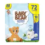 Baby Bear Premium Diaper Pants | Cottony Soft and rash free with Wetness Indicator | Aloe Vera Lotion | Soft waistband | Bubble Bed Technology | 10 Disposable Bags | Medium (7-12Kg)- 72 Pieces