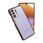 A rtistque Premium Electroplated Soft Silicone Transparent Straight TPU Edge Back Cover with Camera Protection Case for Samsung Galaxy A52 / A52s 5G - Black