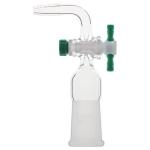 ABGILBOROSILICATE GLASS ADAPTER SOCKET TO RUBBER TUBING RIGHT ANGLE CONNECTION WITH STOPCOCK. FIVE UNITS