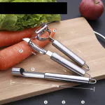 3 in 1 Stainless Steel Vegetable and Fruit Peeler Set Included Apple Corer, Straight Julienne Peeler, Veggie Cutter & Slicer