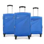 Safari Mimik SET of 3 Polyester Blue Check-In 4 wheels soft suitcase Hard Luggage