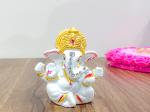 Jiyansh Creation Ganesha Statue for Home Temple Decoration I Ganesh Idol for car Dashboard I Ganesha Statue I Ganesh ji murti I Ganesh Idol I Ganesh chaturthi Decoration (White Dhooti, Polyresin, 2.3 Inch)