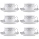 LAOPALA Pack of 12 Opalware Cup Saucer Set (White, Cup and Saucer Set)