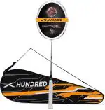 Hundred White, Black Strung Badminton Racquet, 80 G