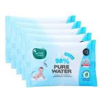 Mother Sparsh Cotton Scented 98 Percentage Water Plant Fabric Biodegradable Wipe 15 Pcs (Pack Of 5)