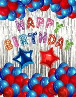 ARYAN BALLOON Sensibledecoraters Blue, Red Foil Happy Birthday Party Theme Banner Decoration Kit (Set Of 35)