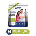 ELDURO Adult Diaper Tape Style (M) Medium 30 Count (For Men and Women) With Wetness Indicator