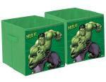 Kuber Industries Marvel Hulk Print Durable & Collapsible Square Storage Box|Clothes Organizer With Handle,Pack of 2 (Green)