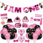 Zyozique Girl Baby Boss 1st Birthday Decorations, Baby Boss Party Supplies Set, Baby Party Supplies, Children Carnival Party Supplies Decoration , Banner, Photo Booth and Balloon(Pack of 44)