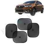 Kingsway Car Curtain Sticky Sun Shade Universal Use for Maruti Suzuki S Cross, 2020 Onwards Model, Color : Black, Mesh, Pack of 4 Piece Car Sun Shades Blinds Cover