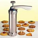 SHREVI Biscuit Maker Stainless Steel Kitchen Press for Noodles and Snacks Sev Grater Cookies Maker Decorating Gun Kitchen Baking Pastry Tools Set with 20 Interchangeable Blades (Set of 1)