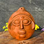 CreateYourTaste Wall Decor Terracotta Clay Masks for Home Interior Balcony Styling (Design 1, Shaded Terracotta)