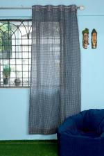 Parda Online Black and White Net Checkered Eyelet Window Curtain 5ft, (Pack of 4)