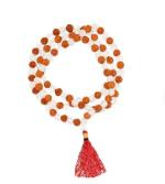 Feel Touch Mart Rudraksha Mala Hand Knotted Original Transparent Sphatik Bead for Men & Women for IGL Lab Certified