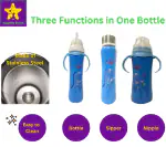 aughty burps Stainless Steel 304 Food grade multifunctional 3 in 1 baby feeding bottle 290 ml