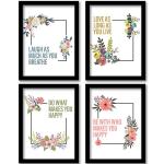 Vasl Paper Green Motivational Quotes Wall Paintings With Frame - 11 X 14 Inch (Pack Of 4)