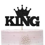 Zyozique King Cake Topper 1st Birthday Decoration for Baby Boys,King and Crown One First Birthday Cake Topper for Party Decorations Kits (Black)