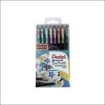 Pentel Hybrid Dual Metallic 1.0 MM Roller Gel Pen | Two Toned Ink | Pigment Glitter & Dye Ink | Ideal For DIY Art & Decorative Writing (K110-D) (8 Premium Colours)