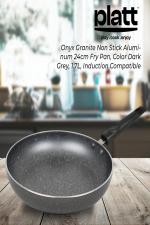 Platt Onyx Granite Non Stick Aluminum 24cm Fry Pan, Color Dark Grey, 1.7L, Induction Compatible