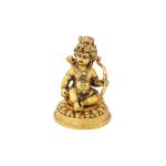 Lord Ram playing with dhanush in metal antique gold plated by Handicrafts Paradise