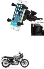 Znee Smart X-Grip Bike Mobile Charger & Phone Holder (5V-2A Black) -Royal Enfield Interceptor 650 Bike Mobile Holder  (Black)